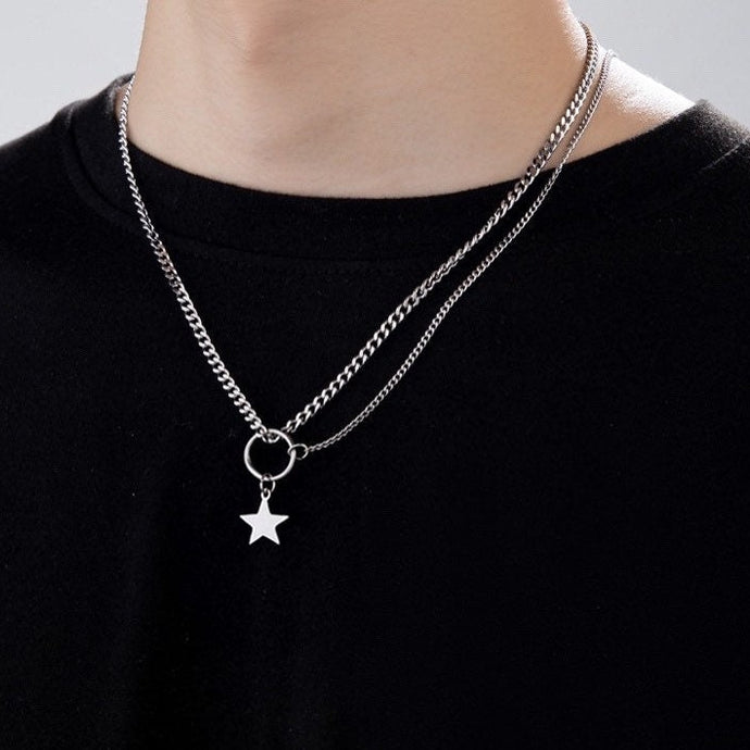 Cable Cuban Chain Star Necklace, 18 inches with a 2-inch extender, stylish and versatile jewelry.