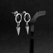 Load image into Gallery viewer, Korean-style Kpop solid steel earrings with 13mm circle studs and small spikes, available in 1cm or 2cm sizes, ideal for a gothic punk style.
