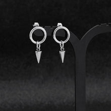 Load image into Gallery viewer, Korean-style Kpop solid steel earrings with 13mm circle studs and small spikes, available in 1cm or 2cm sizes, ideal for a gothic punk style.
