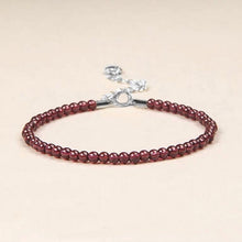 Load image into Gallery viewer, S925 3mm Tiny Garnet Round Beads Bracelet 6/7/8 Inches with Extender
