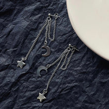 Load image into Gallery viewer, Korean Kpop Style Stainless Steel Moon and Star Stud Earrings
