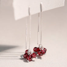 Load image into Gallery viewer, Platinum Plated S925 Brazil 3mm Tiny Garnet Earrings 11cm
