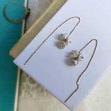 Load image into Gallery viewer, Platinum Plated S925 6-8mm Japanese Keshi Pearl Earrings 12cm
