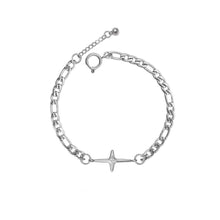 Load image into Gallery viewer, Four Pointed Star Figaro Chain Korean KPOP Style Original Design Handmade Solid Steel Bracelet 6/7/8 inches with Extender
