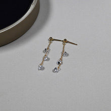 Load image into Gallery viewer, Surgical Steel/ Gold Plated 5mm Mini Cubic Zirconia Chain Earrings 5cm Wedding Bridal and Bridesmaid Gifts
