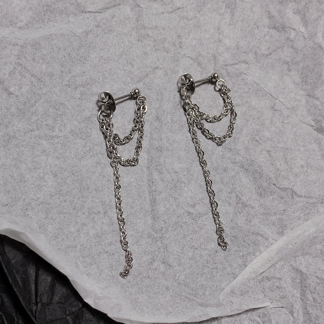 한국식 1.5mm 케이블 체인 펑크 귀걸이 7cm