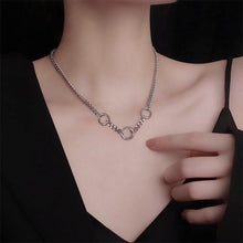 Load image into Gallery viewer, Korean Style Kpop Punk 10mm Circle Ring Cuban Necklace Solid Stainless Steel 16-18 Inches
