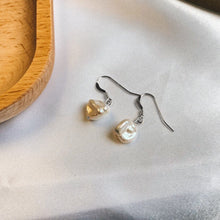 Load image into Gallery viewer, 18K gold plated or S925 sterling silver dangle earrings with natural Keshi pearls (6-8mm), perfect for adding a touch of organic beauty and elegance to any outfit.
