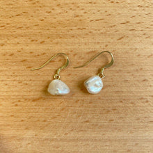 Load image into Gallery viewer, 18K gold plated or S925 sterling silver dangle earrings with natural Keshi pearls (6-8mm), perfect for adding a touch of organic beauty and elegance to any outfit.
