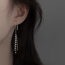 Load image into Gallery viewer, Korean Style Stainless Steel 3 Layers Sparkle Chain Threader Earrings 12cm
