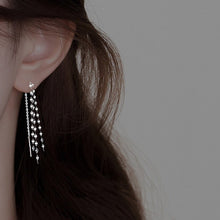 Load image into Gallery viewer, Korean Style Stainless Steel 3 Layers Sparkle Chain Threader Earrings 12cm
