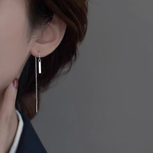 Load image into Gallery viewer, Minimalist Korean Fashion 1.5 Stainless Steel Rectangle Charm Bar Threader Earrings 7cm
