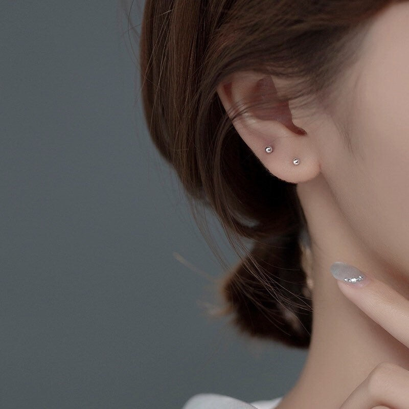 3mm Earrings Studs Ear Piercing Studs, 40pcs Stainless Steel Ear