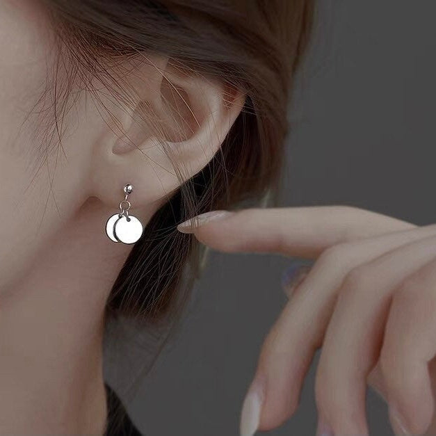 미니멀리스트 한국 패션 써지컬 스틸 8mm 원형 참 귀걸이 스터드