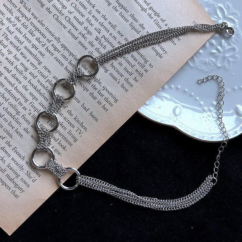 Punk Solid Stainless Steel 10mm Circle Ring Curb Chain Chocker Necklace 14/15/16 inches with Extender