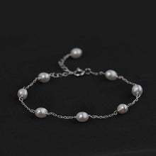 Load image into Gallery viewer, S925 4-5mm Natural Oval Pearl Bracelet  6/7/8 inches with Extender Wedding Gif For Her
