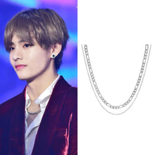 Load image into Gallery viewer, Minimalist BTS Kpop Style Double Chain Figaro and Cable Chain Solid Surgical Stainless Steel Necklace 16/18/20 Inches
