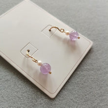 Load image into Gallery viewer, Small Dangle 18K Gold Plated/Silver 6mm Lavender Jade 3mm Baroque Mini Pearls Earrings
