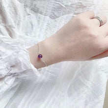 이미지를 갤러리 뷰어에 로드 , S925 단일 이동 비드 AAA 8mm 딸기 쿼트/자수정 6/7/8인치 팔찌(익스텐더 스프링 링 포함)
