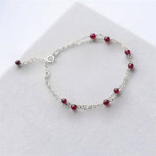 Load image into Gallery viewer, S925 3mm Tiny Garnet Beads Double Chain Bracelet 6/7/8 Inches with Extender
