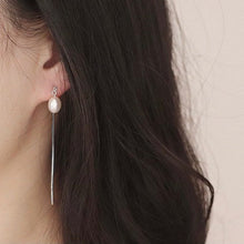 Load image into Gallery viewer, Platinum Plated S925 6mm AAA Oval Freshwater Pearls Earrings 11cm
