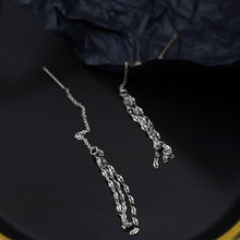 Load image into Gallery viewer, Korean Fashion Style Kpop Surgical Steel 3 Layers Sparkle Chain Threader Earrings 8cm
