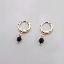 Load image into Gallery viewer, Minimalist 18K Gold Plated/Silver Plated Steel Huggie 3-4mm Single Natural Black Tourmaline Hoop Lever Back Small Earrings
