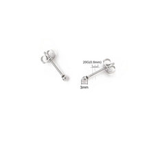 Load image into Gallery viewer, Solid Surgical Steel Hypoallergenic 3mm Mini Ball Post Earrings Stud Small 14-15mm Short Post Sleeper Stud
