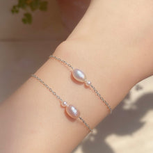 Load image into Gallery viewer, S925 Peach/ White Freshwater Pearls Bracelet 6/7/8 Inches
