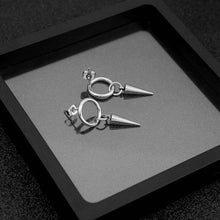 Load image into Gallery viewer, Korean-style Kpop solid steel earrings with 13mm circle studs and small spikes, available in 1cm or 2cm sizes, ideal for a gothic punk style.
