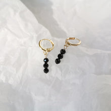 将图片加载到图库查看器，18K gold-plated earrings with 3-4mm natural tourmaline faceted beads. Vibrant and elegant, ideal for adding a pop of color to your look.
