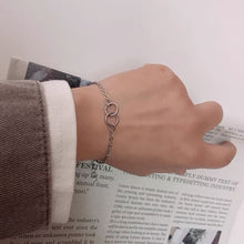 Load image into Gallery viewer, BTS Style Korean K-pop Gothic Punk Solid Surgical Stainless Steel Double Circle Ring 10mm Bracelet, available in 6, 7, and 8 inches.
