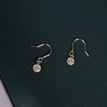 Load image into Gallery viewer, 1 Pair Gold/Silver/Steel Single 5mm AAAA Cubic Zirconia Dangle Mini Small Dainty Earrings
