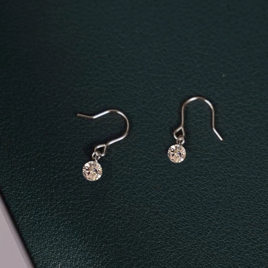 1 Pair Gold/Silver/Steel Single 5mm AAAA Cubic Zirconia Dangle Mini Small Dainty Earrings