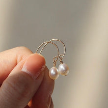 Load image into Gallery viewer, Minimalist AAA 4mm Oval Pearls Silver/18k Gold Plated Stainless Steel Small Dangle Earrings
