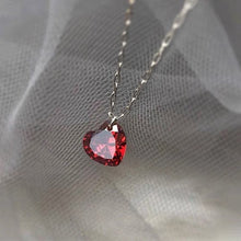 Load image into Gallery viewer, S925 6mm Garnet Red Cubic Zirconia Chain Necklace 16-18 Inches
