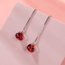 Load image into Gallery viewer, Platinum Plated S925 Sterling Silver 6mm Cubic Zirconia Chain Earrings Threader 11cm Bridesmaid Jewelry Valentine’s Gift
