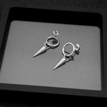 Load image into Gallery viewer, Korean-style Kpop solid steel earrings with 13mm circle studs and small spikes, available in 1cm or 2cm sizes, ideal for a gothic punk style.
