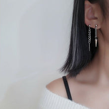 将图片加载到图库查看器，Asymmetrical 2-piece Different Design Earrings with 2cm Spike Cuban Chain, Surgical Steel, Edgy Jewelry.
