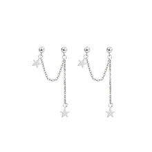 Load image into Gallery viewer, Korean Fashion Surgical Steel 10mm Star Charm Hypoallergenic Double Piercing Earrings 5cm Anti-Tarnish
