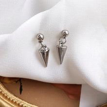 Load image into Gallery viewer, Hypoallergenic surgical stainless steel earrings with small spikes, available in 1cm or 2cm sizes, ideal for a punk gothic style.
