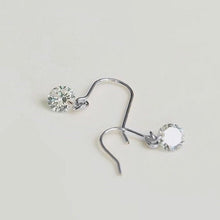 Load image into Gallery viewer, 1 Pair Gold/Silver/Steel Single 5mm AAAA Cubic Zirconia Dangle Mini Small Dainty Earrings
