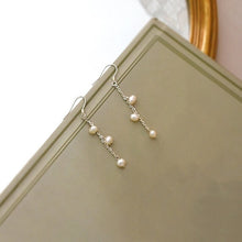 Load image into Gallery viewer, S925 Dangle 3-4mm Mini Pearls Earrings 4cm Wedding Gift
