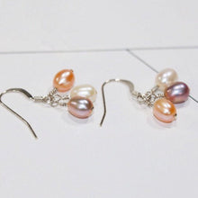 Load image into Gallery viewer, S925 Sterling Silver 4mm Oval Natural AAA Pearls Multiple Color Earrings Small Dangle
