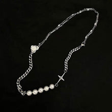 Load image into Gallery viewer, Korean Style Kpop Gothic Stainless Steel Four Pointed Star Crystal Pearls 8mm Multiple Style Chain Link Punk Necklace Unisex
