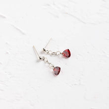 Load image into Gallery viewer, Surgical Steel 6mm Red Heart Cubic Zirconia Heart Chain Earrings Stud
