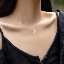 Load image into Gallery viewer, S925 Mother of The Pearl Single Moon 12mm Necklace 15.5-17 inches
