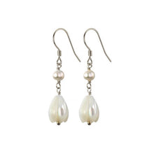 Load image into Gallery viewer, S925 Dangle Hook White Champaca Flower Mother of Pearl 8-9mm Earrings
