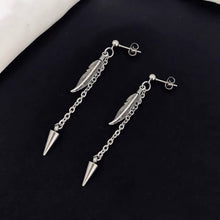 이미지를 갤러리 뷰어에 로드 , 한국 스타일 펑크 스틸 체인 스터드 깃털 스파이크 귀걸이 6.5-7cm
