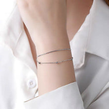 이미지를 갤러리 뷰어에 로드 , 스테인레스 스틸 더블 레이어 비즈 체인 케이블 체인 팔찌 6/7/8인치 익스텐더 포함
